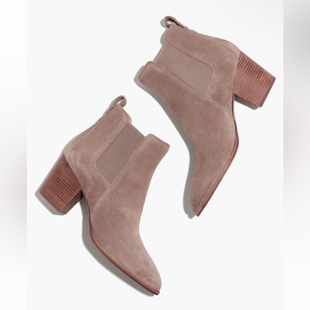 Madewell The Regan Boot in tan suede “Wet Pebble”, size 7